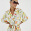 White Fruit Polka Dot Print Beach Shirt
