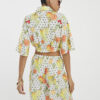 White Fruit Polka Dot Print Beach Shirt