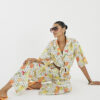 White Fruit Print Beach Trousers
