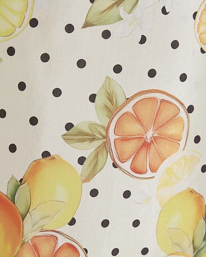 White Fruit Print Beach Trousers