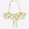 White Fruit Print Textured Bandeau Bikini Top
