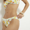 White Fruit Print Textured Bikini Bottoms