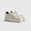 White Lace Up Flatform Trainers
