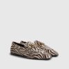 White Leather Zebra Loafers