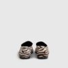 White Leather Zebra Loafers