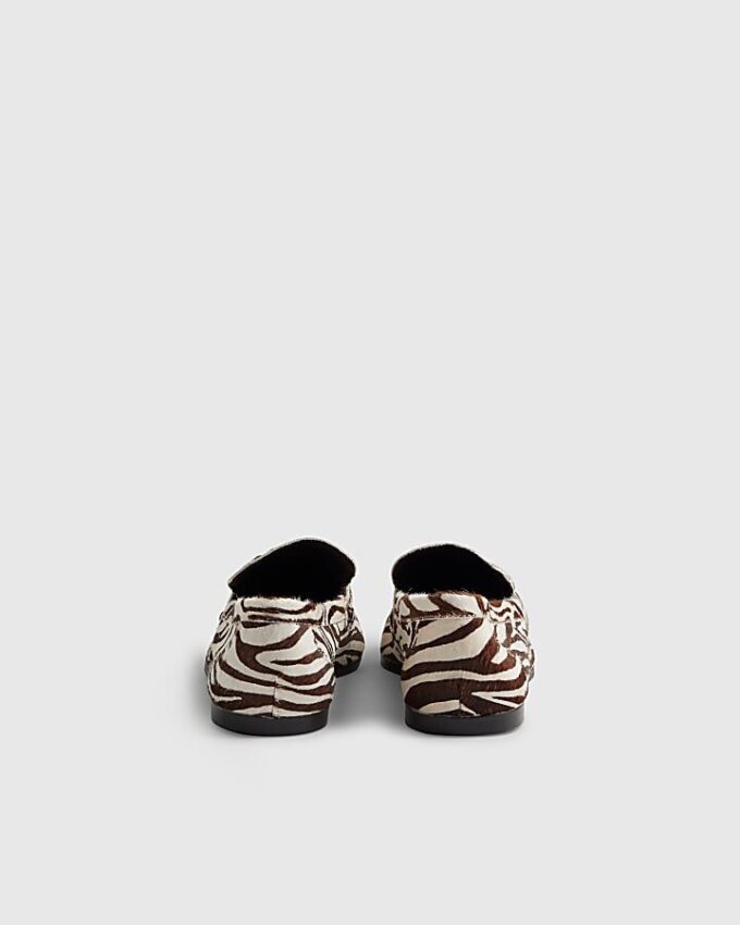 White Leather Zebra Loafers