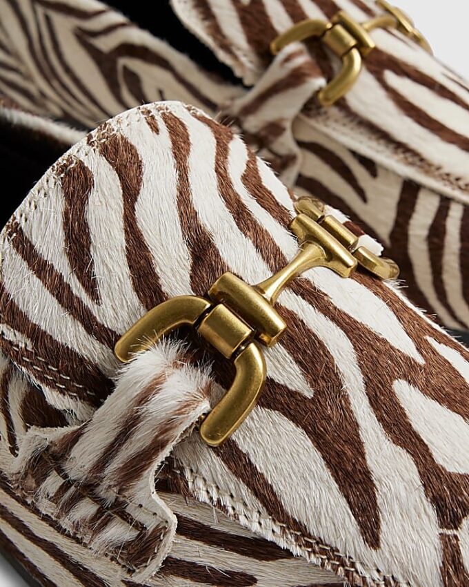 White Leather Zebra Loafers