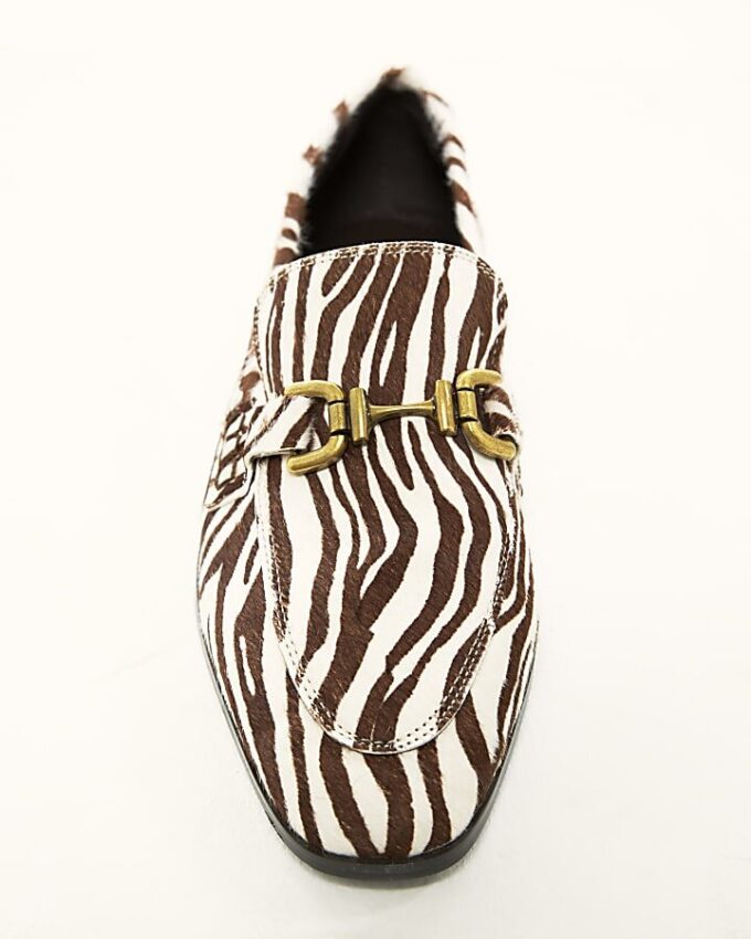White Leather Zebra Loafers