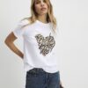 White Leopard Heart Feel Good Foil T-Shirt