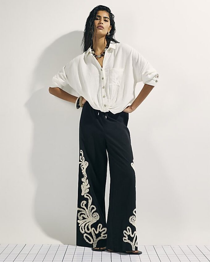 White Linen Blend Shirt