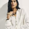 White Linen Blend Shirt