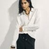 White Linen Blend Shirt