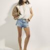 White Linen Blend Tie Neck Top