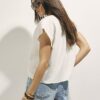 White Linen Blend Tie Neck Top