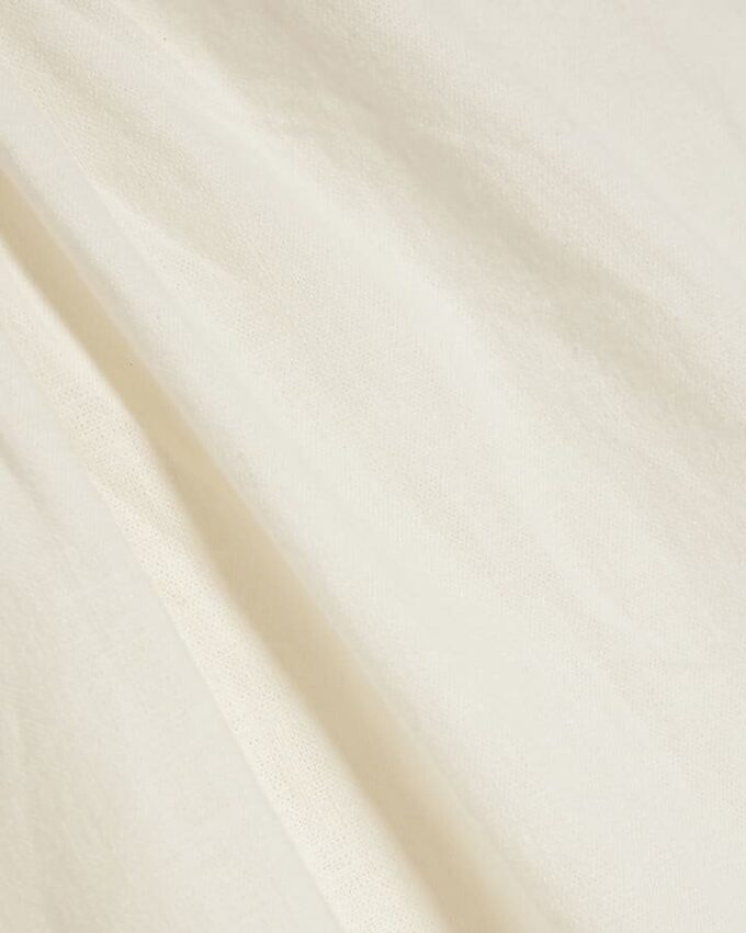 White Linen Blend Tie Neck Top