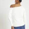 White Long Sleeve Asymmetric Fluffy Top