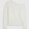 White Long Sleeve Asymmetric Fluffy Top