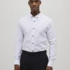 White Long Sleeve Textured Muscle Fit Shirt