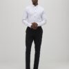 White Long Sleeve Textured Muscle Fit Shirt