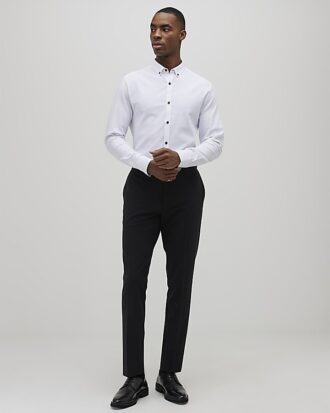 White Long Sleeve Textured Muscle Fit Shirt