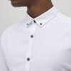 White Long Sleeve Textured Muscle Fit Shirt