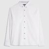 White Long Sleeve Textured Muscle Fit Shirt