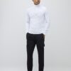 White Muscle Fit Brick Knitted Funnel Jumper