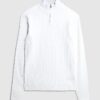 White Muscle Fit Brick Knitted Funnel Jumper