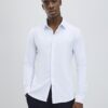 White Muscle Fit Pique Shirt