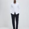 White Muscle Fit Pique Shirt