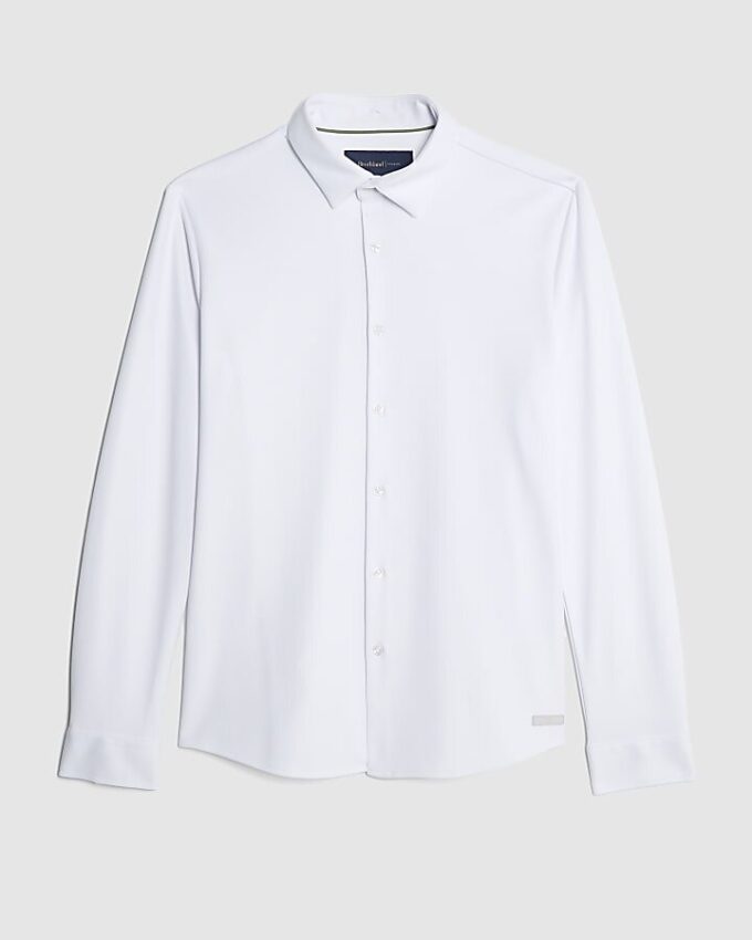 White Muscle Fit Pique Shirt