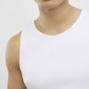 White Muscle Fit Ribbed Vest
