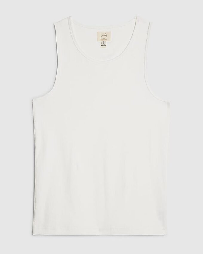 White Muscle Fit Ribbed Vest