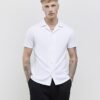 White Muscle Fit Ring Snap Shirt