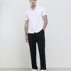 White Muscle Fit Ring Snap Shirt