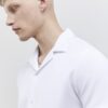 White Muscle Fit Ring Snap Shirt