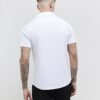 White Muscle Fit Ring Snap Shirt