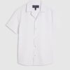 White Muscle Fit Ring Snap Shirt