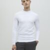 White Muscle Fit Textured Jumper