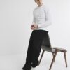 White Muscle Fit Textured Jumper