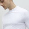 White Muscle Fit Textured Jumper