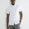 White Muscle Fit Textured Shirt