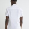 White Muscle Fit Textured Shirt
