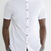White Muscle Fit Textured Shirt