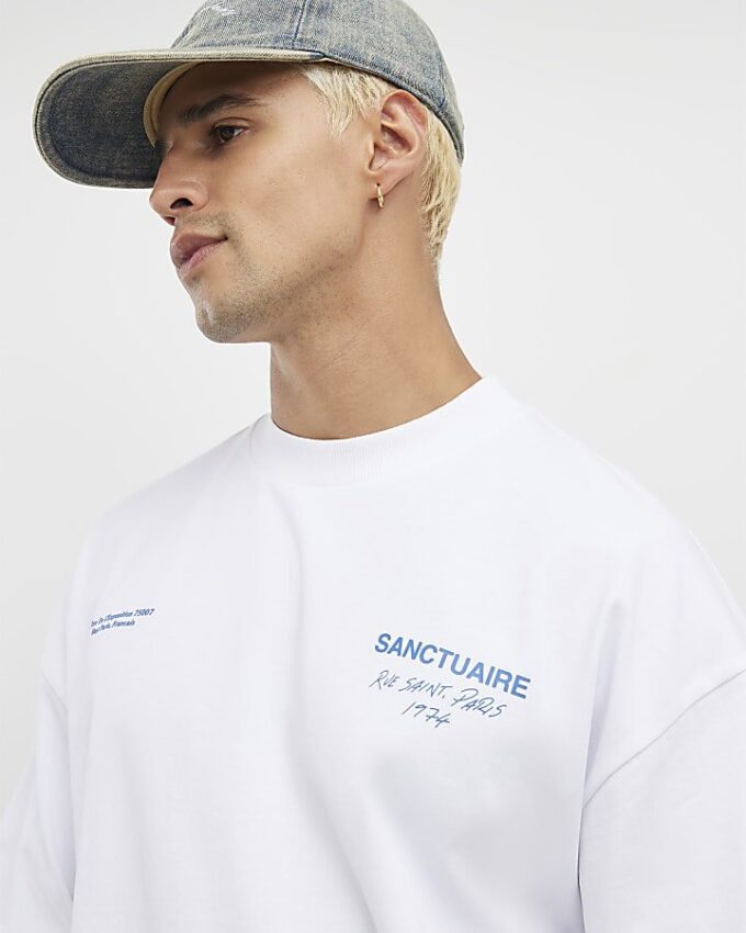 White Oversized Fit Sanctuaire T-Shirt