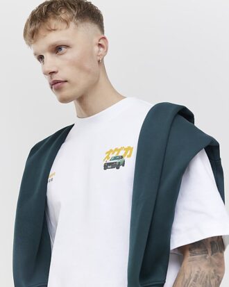 White Oversized Fit Tokyo Car T-Shirt