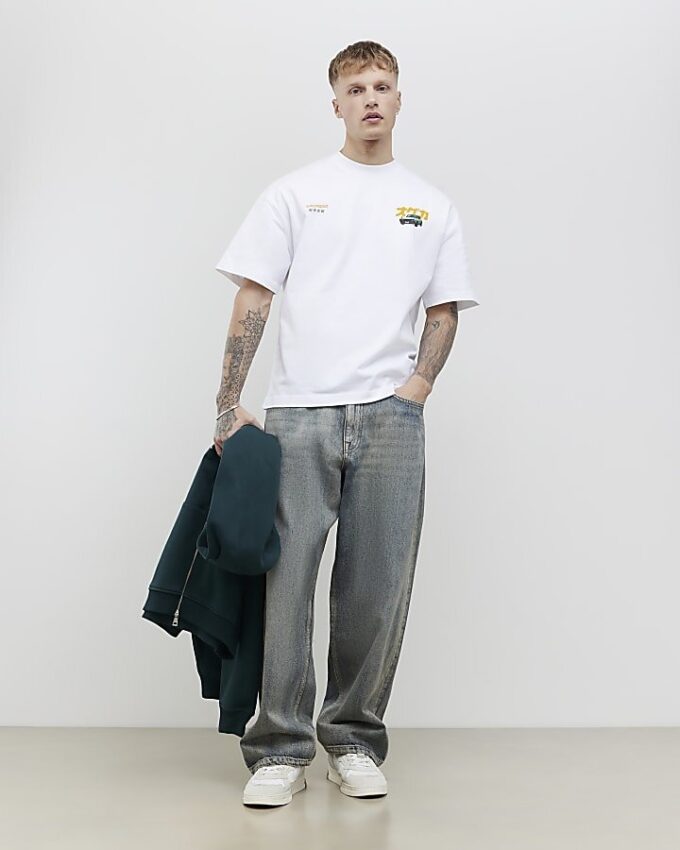 White Oversized Fit Tokyo Car T-Shirt