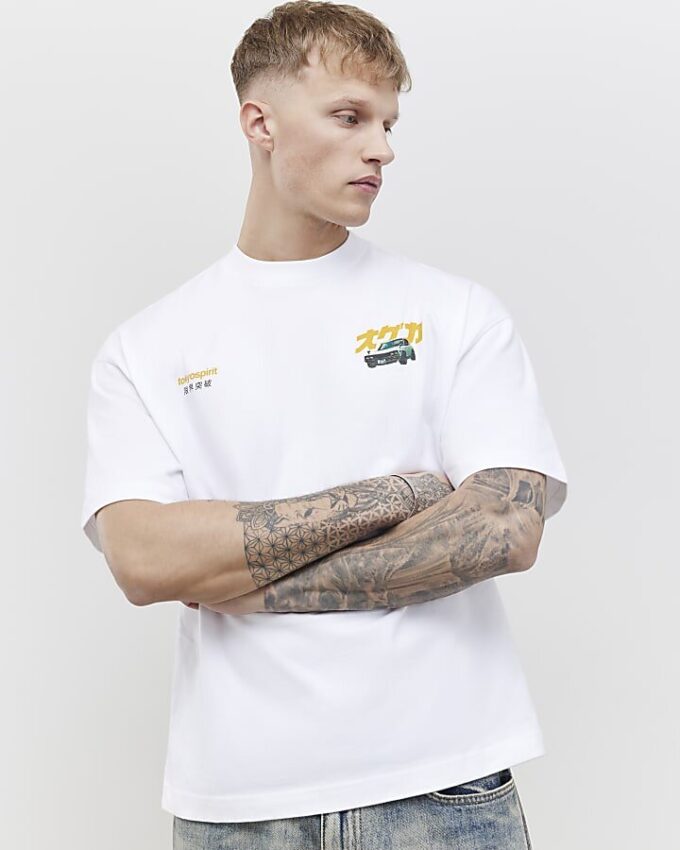 White Oversized Fit Tokyo Car T-Shirt