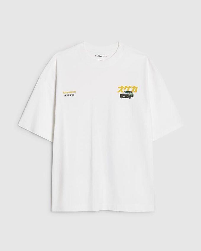 White Oversized Fit Tokyo Car T-Shirt