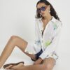 White Palm Tree Embroidered Shirt